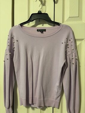 INC International Concepts Lavender Pearl-Accent Pullover Sweater